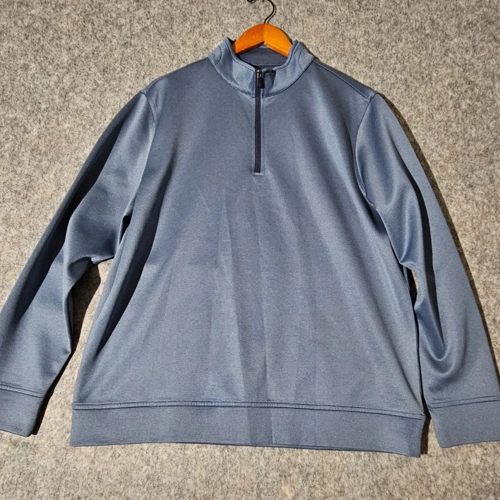 Hickey Freeman Pullover Mens Large Blue Quarter Zip Sweater Performance Stretch